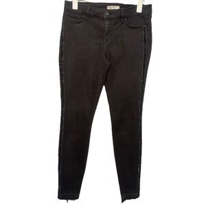 Jessica Simpson Jeans Women 28 Black Kiss Me Super Skinny Crystal Side Stripe